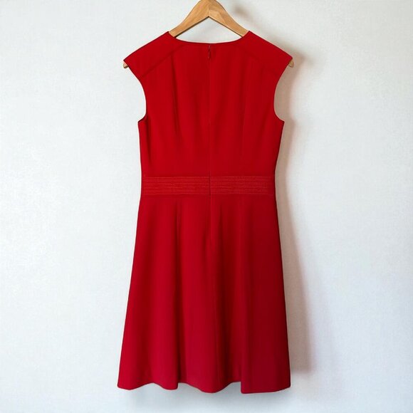 Tory Burch Megan A-Line Red Dress with Cap Sleeves Womens Size 4 Holiday Party - Picture 6 of 10